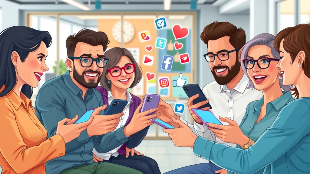 Modern brand team creating paid social ad content with digital devices, paid social strategy
