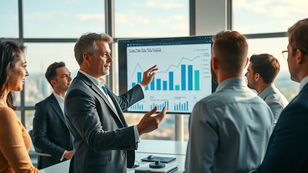 brand reputation leader presenting sentiment analysis metrics to team
