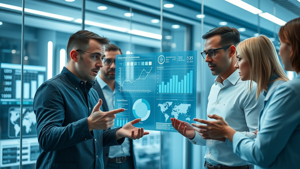 leadership team reviewing digital dashboard for reputation risk metrics and global risk management