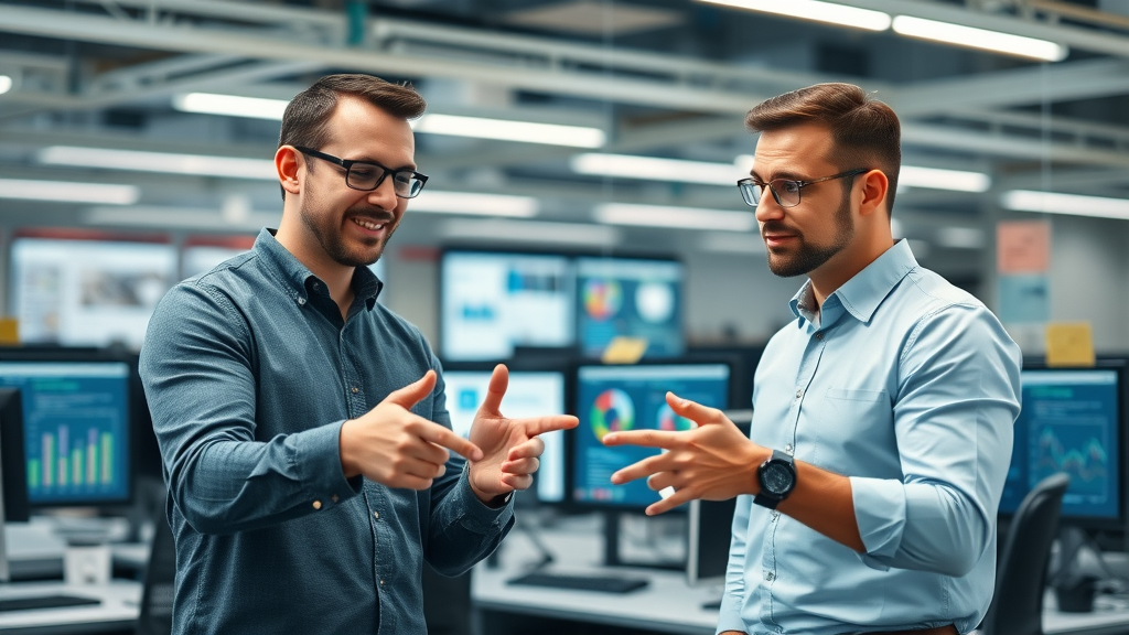 IT professionals discussing integration between existing management tools and reputation monitoring software