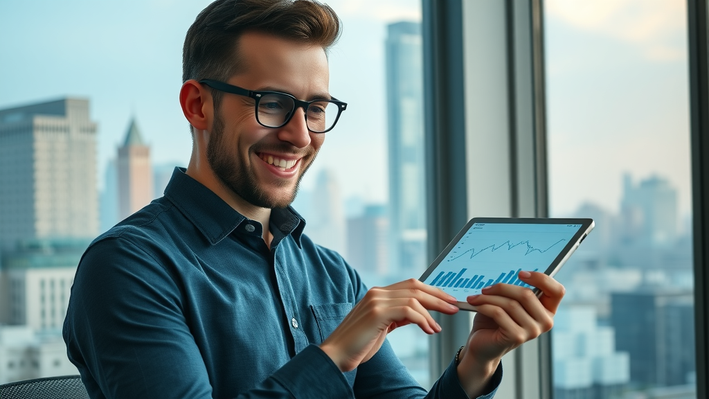Analytical marketer reviewing CTR and conversion rate graphs for a high-performing retargeting display ad campaign.