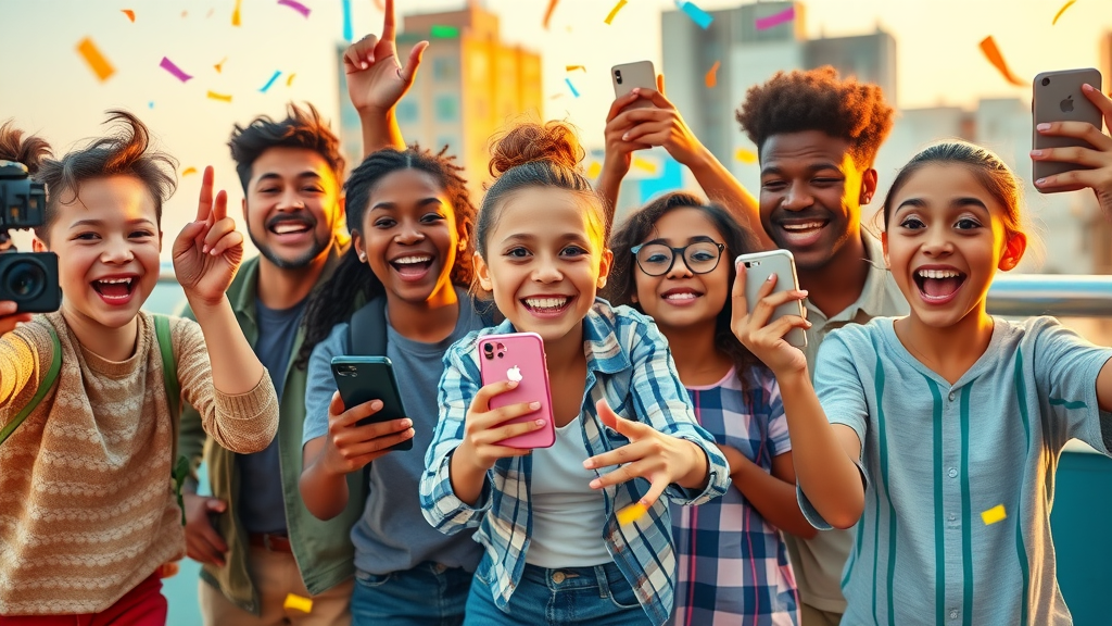 Young creators filming short-form videos for social media platforms on rooftop at golden hour