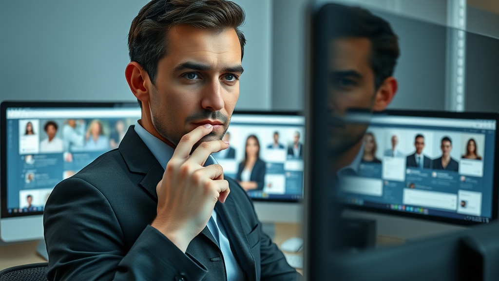 personal branding thoughtful professional examining personal profile reflection