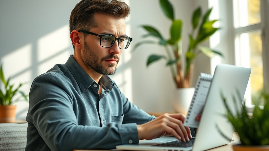 Focused business owner updating online business profile | google business local business marketing