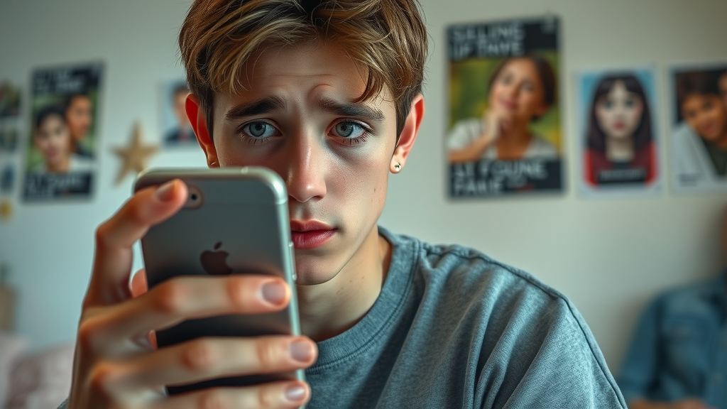 teenager reflecting on self perception social media influence