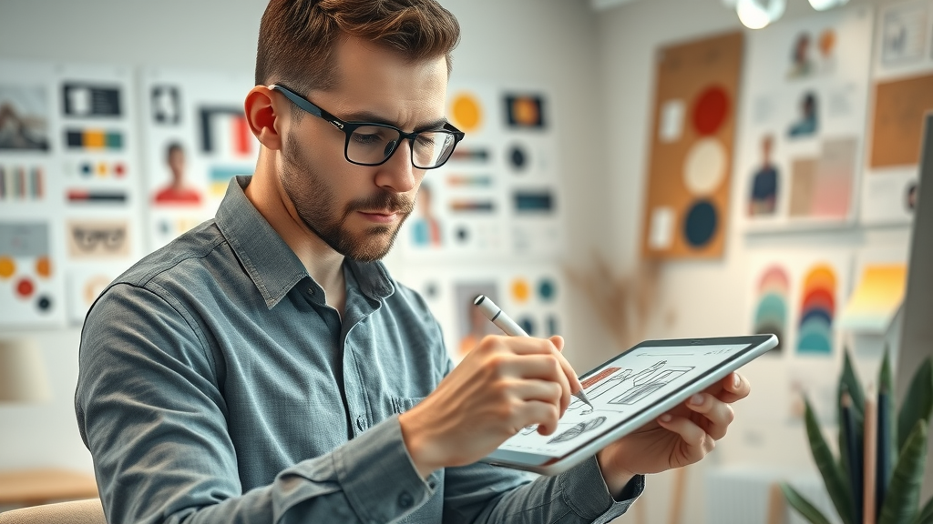 brand identity digital branding designer creating brand elements on digital tablet