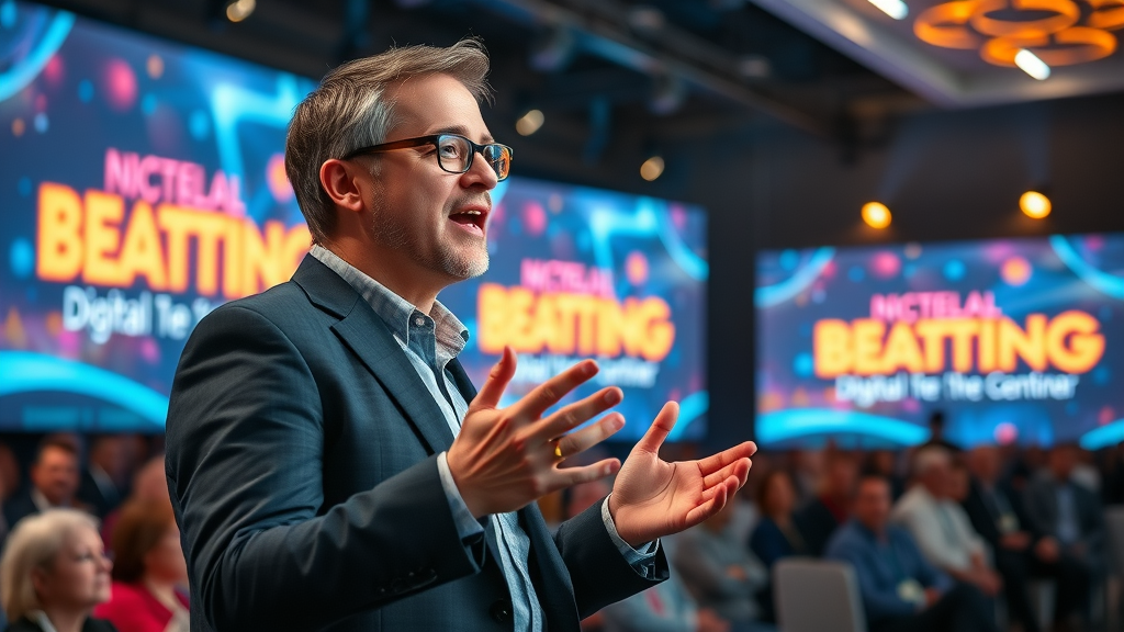brand storytelling digital branding inspirational leader sharing story on stage
