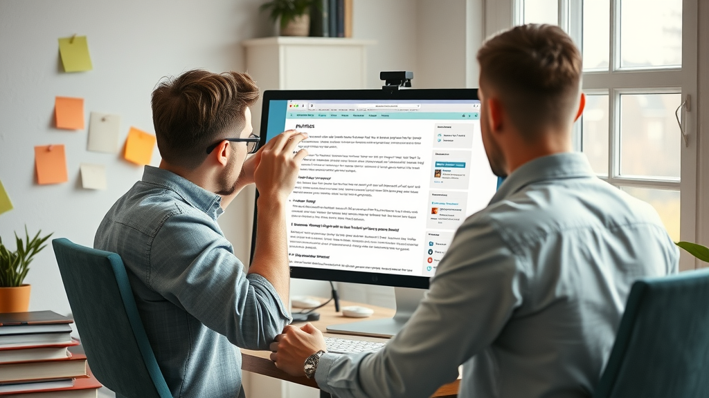 SEO optimization professional highlighting keywords on on-page content