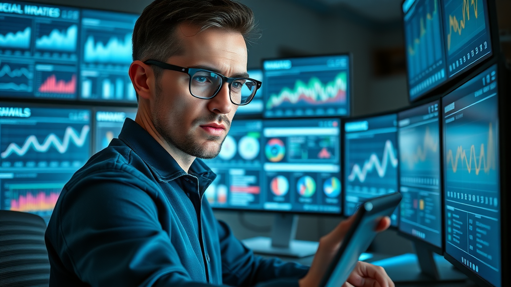 digital marketer using advanced online reputation management tools with analytics and social dashboards.