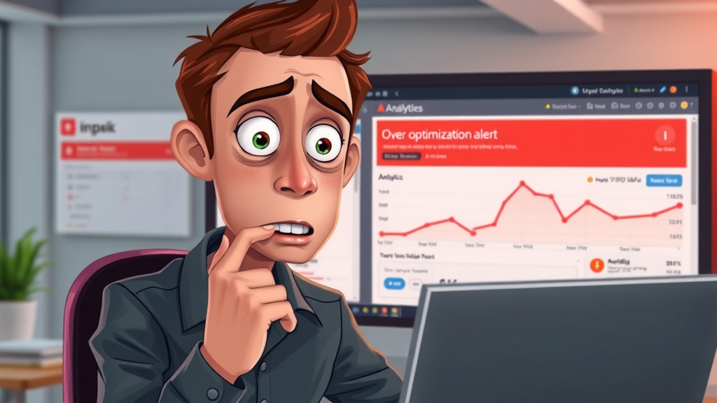 Webmaster identifying SEO over optimization errors on analytics dashboard