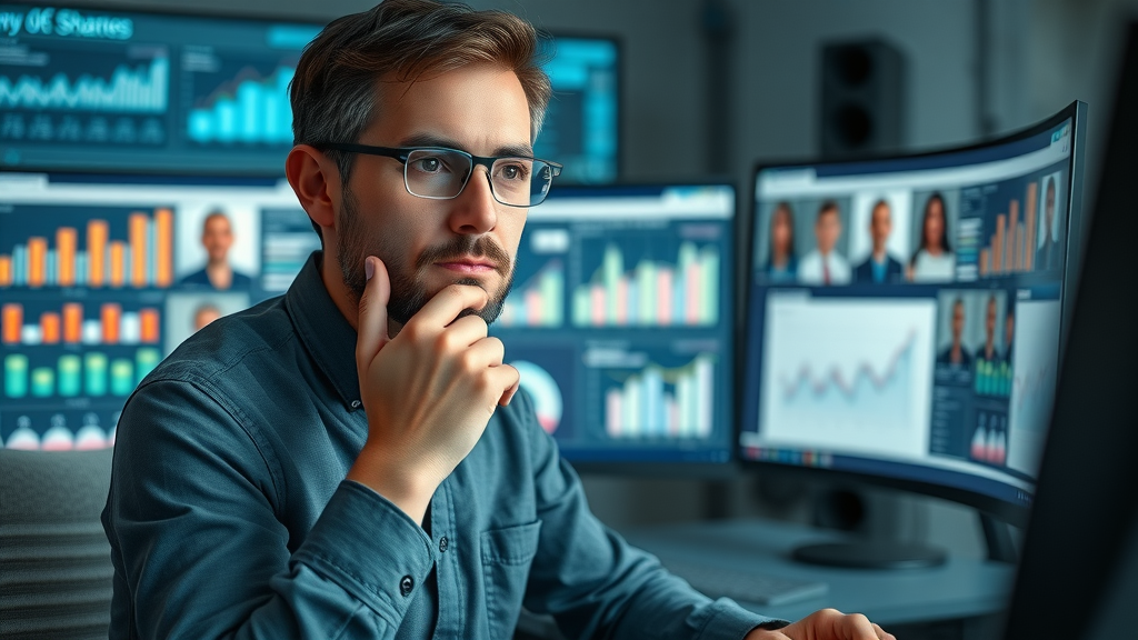 Market researcher analyzing demographic data for brand positioning and target audience analysis.