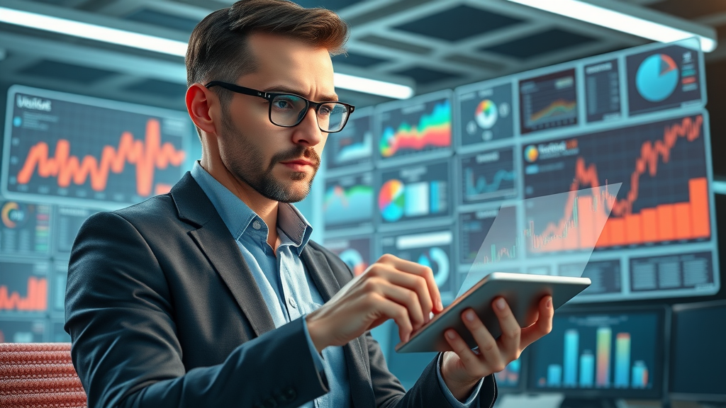 Digital strategist adjusting social media strategy with analytics and charts