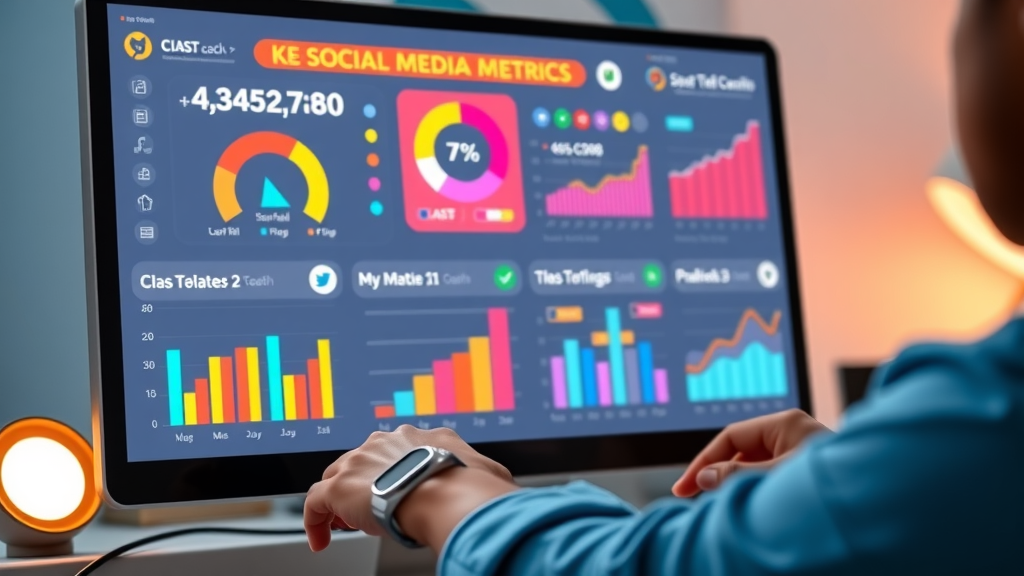 Colorful dashboard displaying key metrics for social media advertising performance tracking