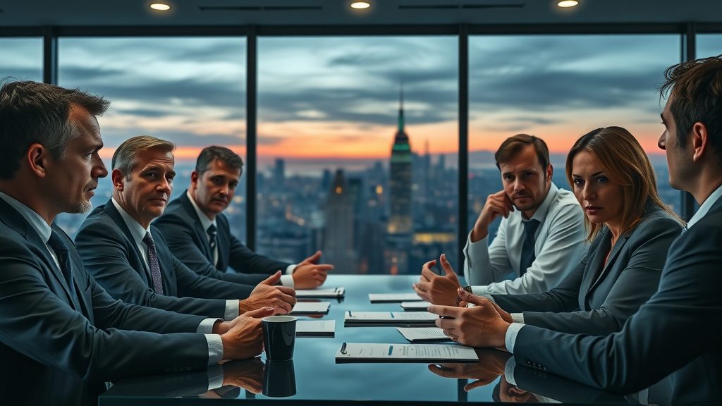 executive crisis team discussing brand reputation management strategies
