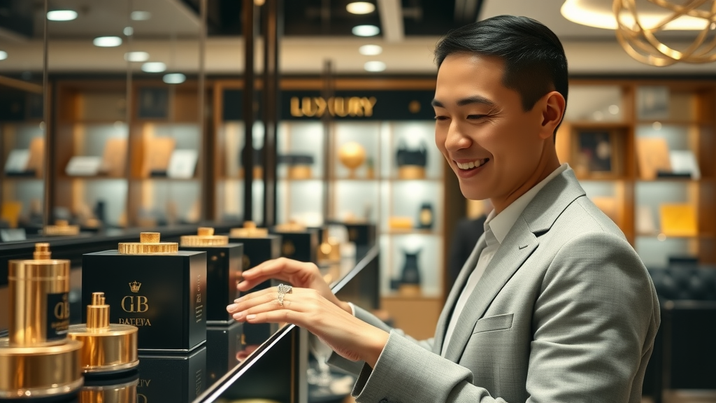 premium branded product on a retail shelf with customer examining higher price tag