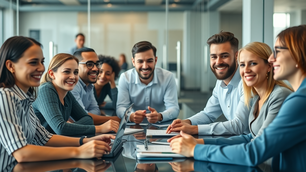 digital marketing agency professional digital marketing team brainstorming in modern glass meeting room