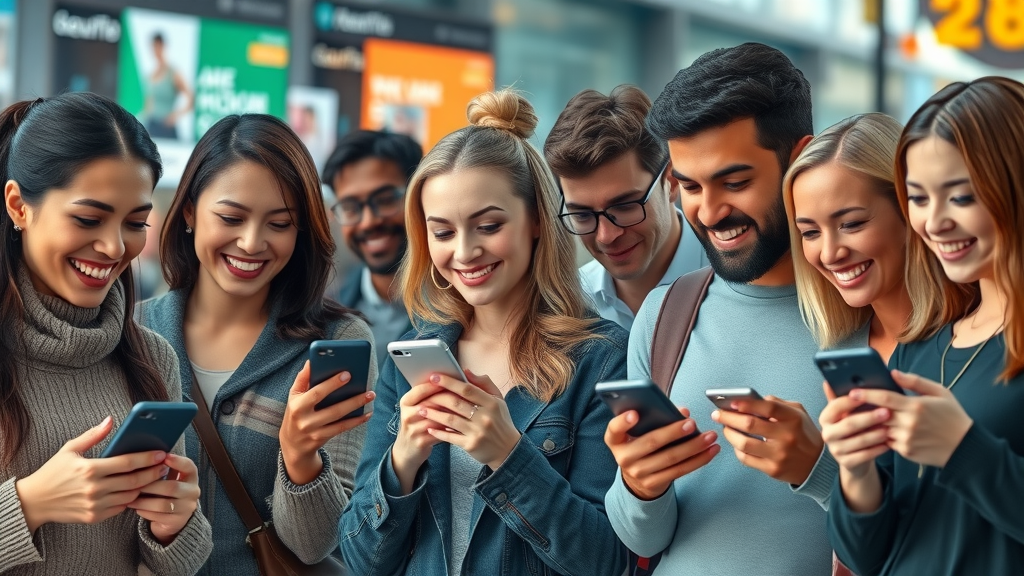 demographic targeting with diverse online consumers engaging with digital ads in urban environment