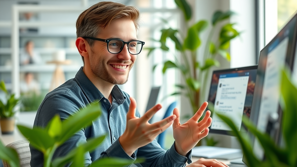 social media manager engaging with customers via live chat for customer service