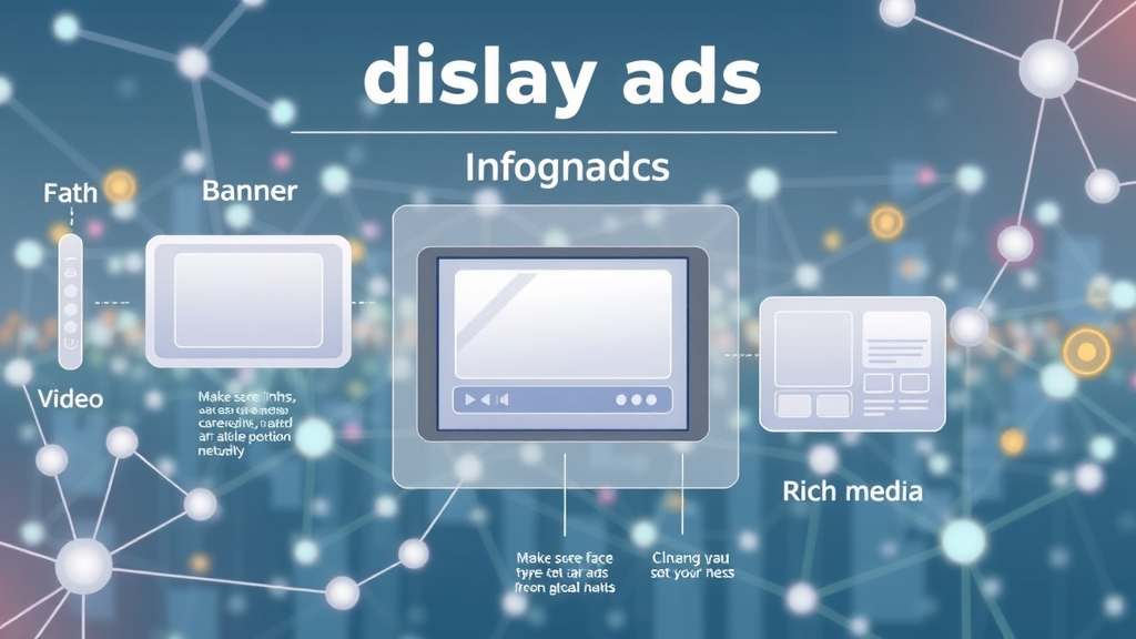 Infographic showcasing types of digital display ads: banner ads, video ads, rich media