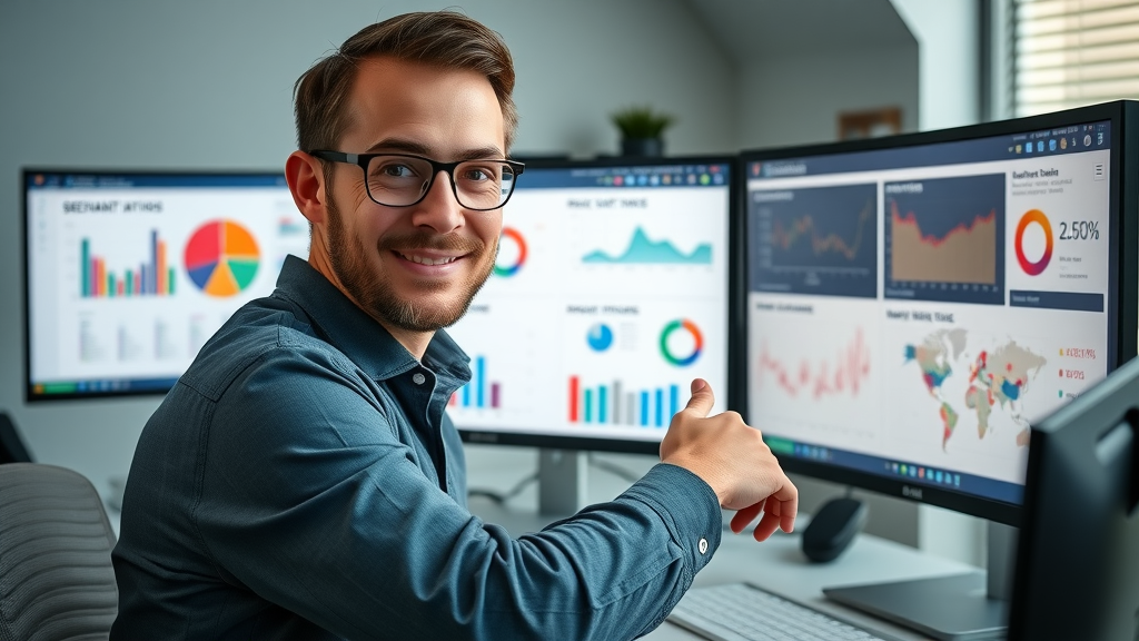 Marketing professional setting up a retargeting campaign on Google Ads and social media platforms, analyzing audience segmentation on dual monitors.