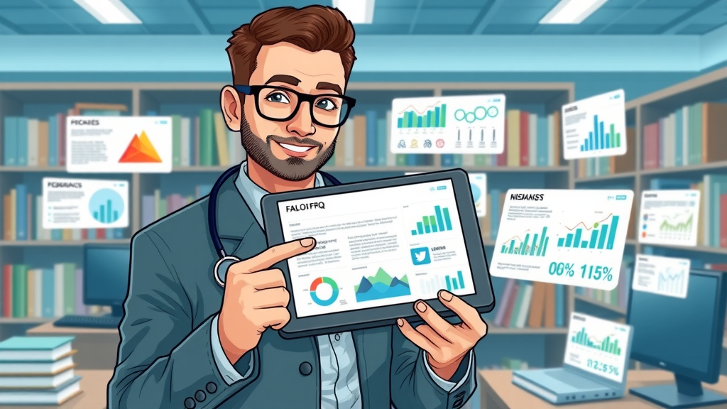 faq social media analyst answering questions on tablet infographics