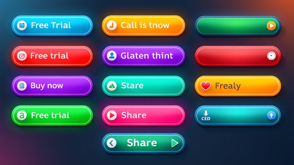 Assortment of vibrant CTA buttons for call to action marketing, top types of cta examples