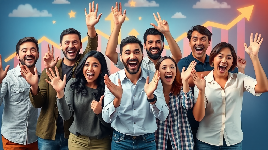 Diverse marketing team presenting strong branding elements in a digital animated setting symbolizing brand growth
