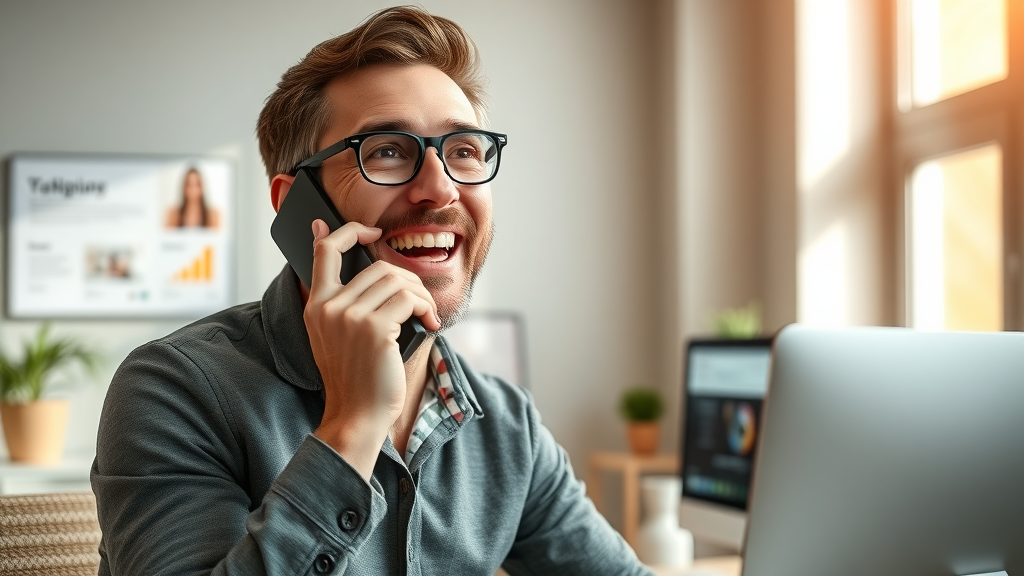 website design services - inspired entrepreneur calling for website design consultation