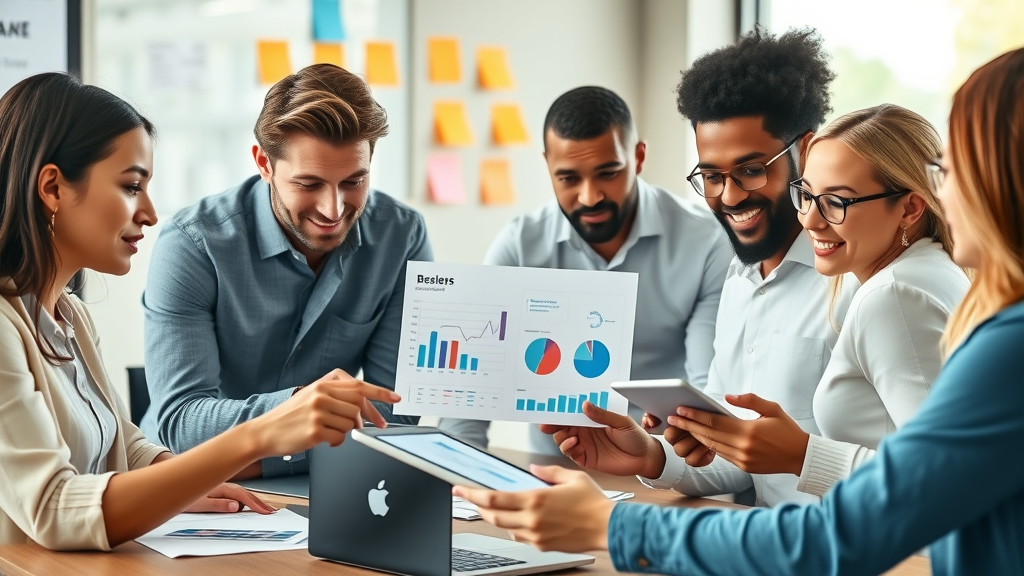 Diverse marketing team conducting target audience research, visual identity, brand strategy, branding