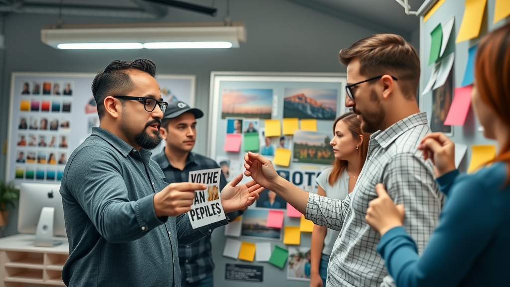 marketing team brainstorming consistent branding messages for managing brand equity