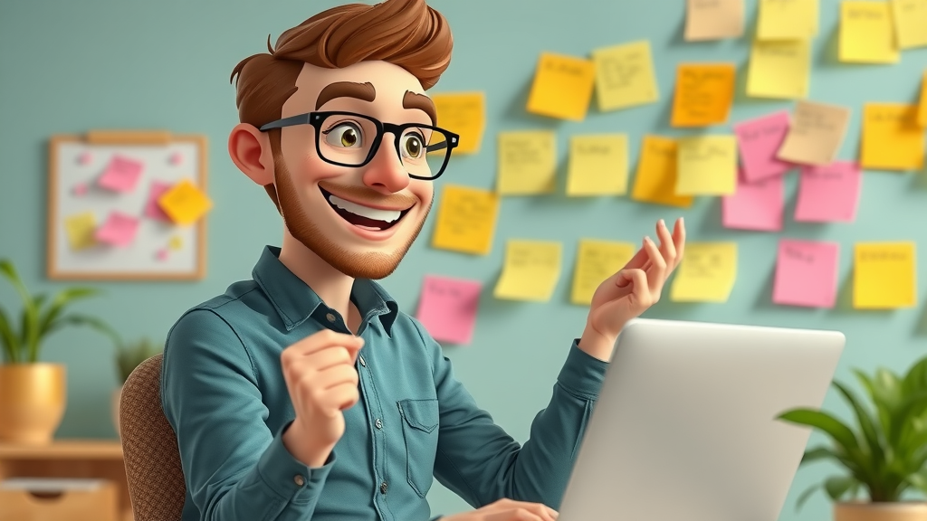 ad copywriting inspired copywriter brainstorming ad headlines with sticky notes in a creative office