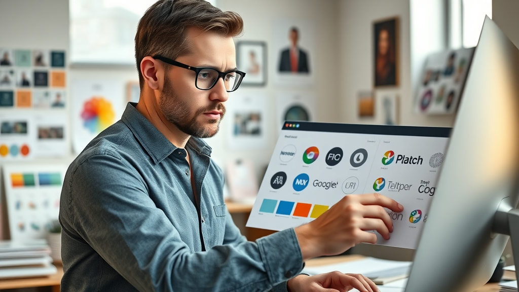 digital branding brand manager reviewing digital brand guidelines and visual assets
