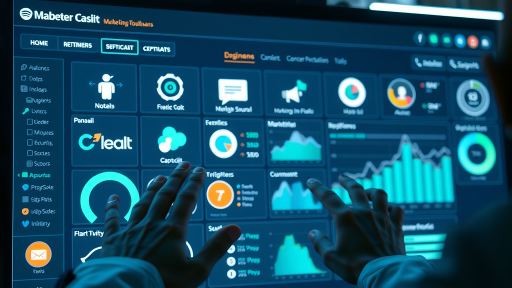 digital marketing dashboard comparing small business marketing tools