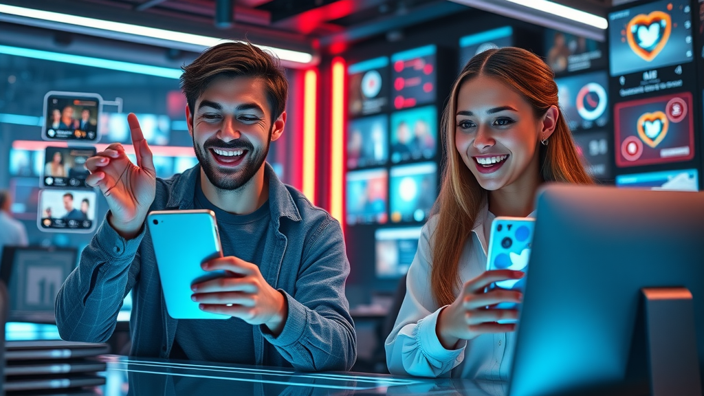 Youthful digital marketers managing brand