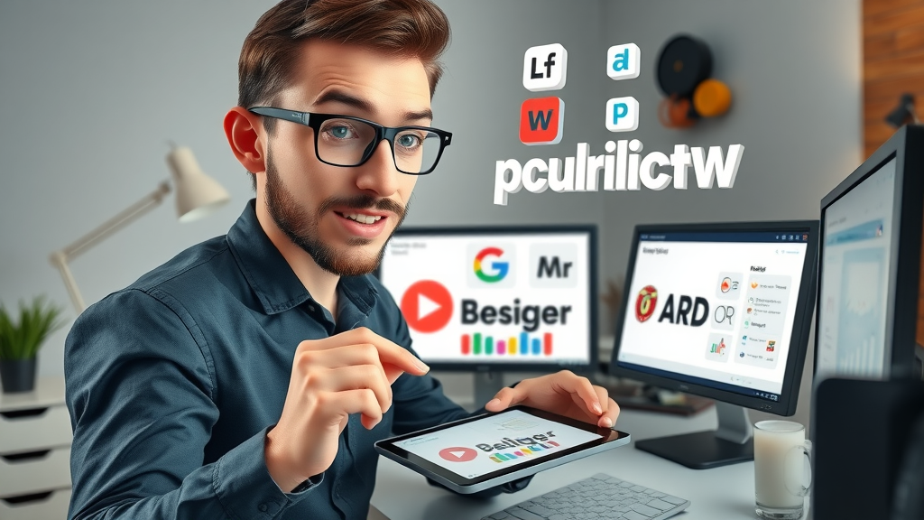 Professional designer arranging logo, typography, and icons at a digital workstation, highlighting essential brand identity assets.