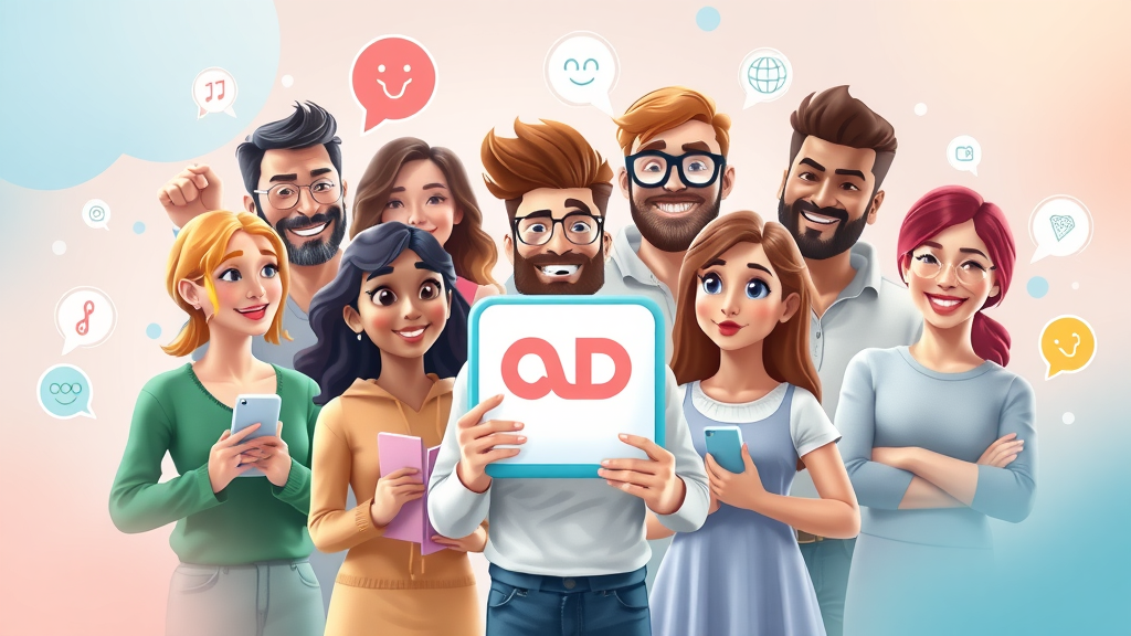 diverse consumer personas surrounded by digital ad icons, representing precise targeting in paid advertising strategies