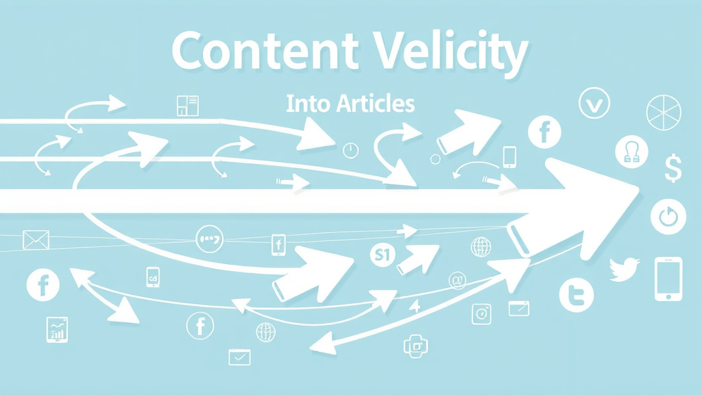 Infographic illustrating content velocity with arrows showing rapid distribution of articles