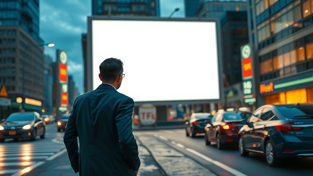 Empty billboard that was previously lit, representing disappearing visibility after ads stop