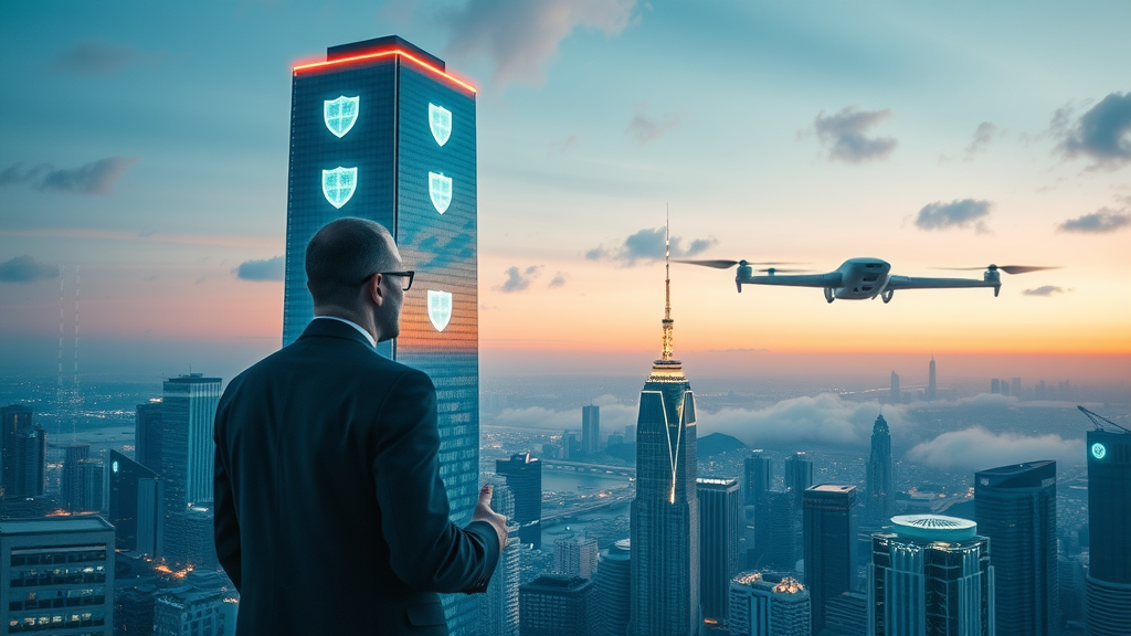 Futuristic fortress of glowing content blocks representing secure business authority