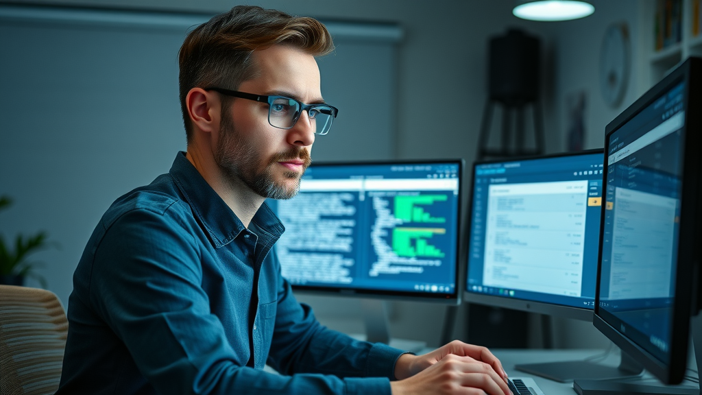 Marketer researching keywords for SEO content strategy with advanced tools