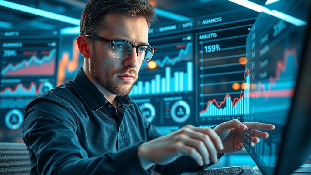 SEO specialist studying search engine trends with advanced analytics and organic traffic data for search engine optimization