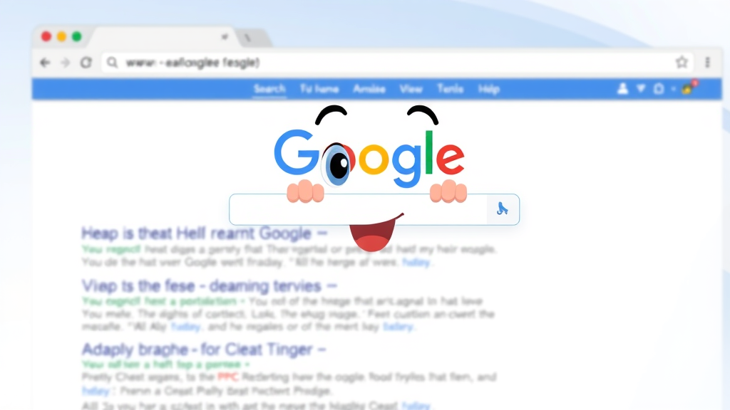 Illustrated Google search results page with highlighted PPC ad example and animated click effects