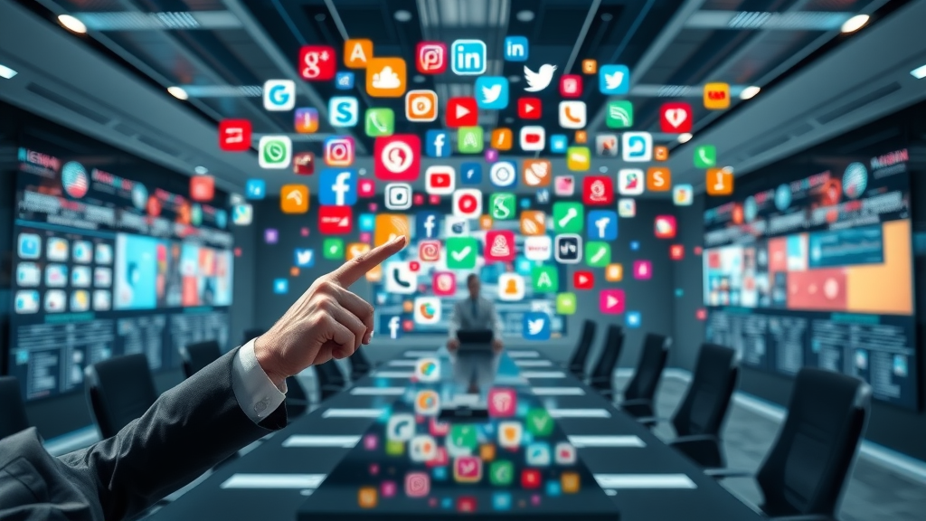 map of social media platform logos with demographic insights, team planning strategy