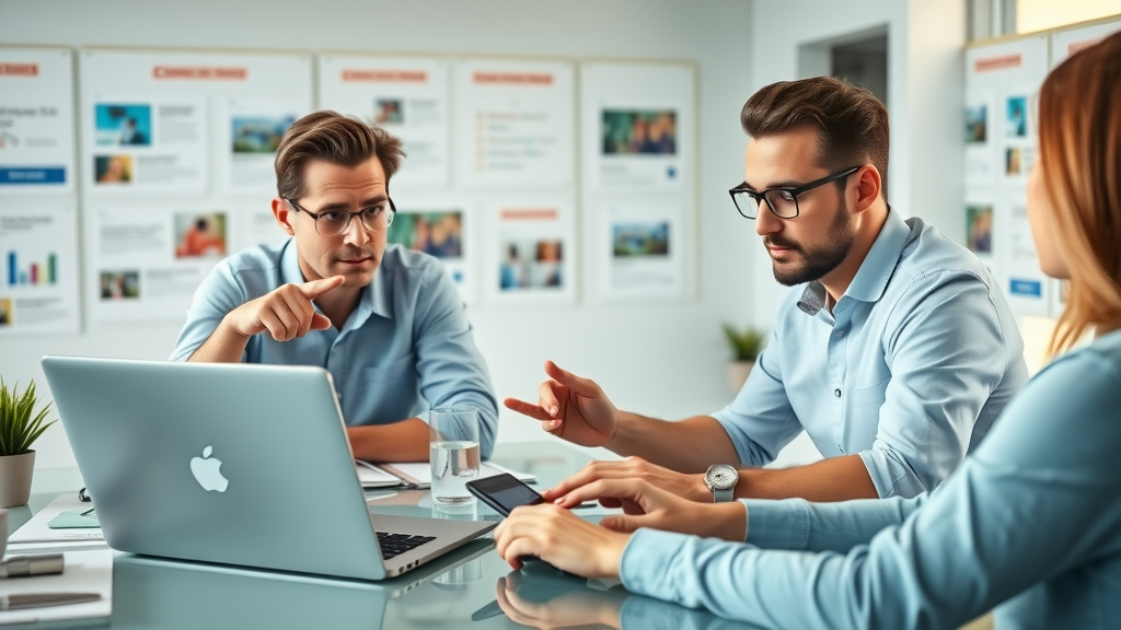 professional digital advertising workflow for social media ad setup, team collaborating on laptops