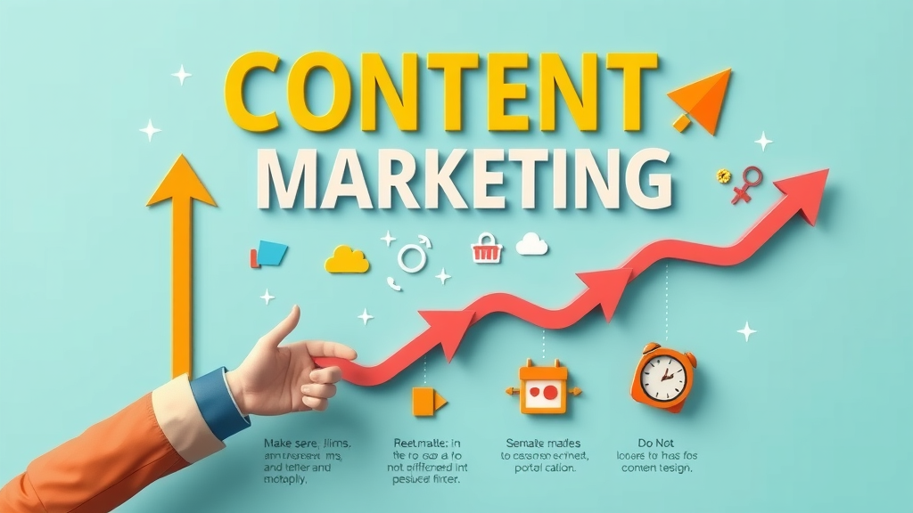 Infographic of content marketing trends showing AI, video content, voice search, and interactive content upward growth in 2024