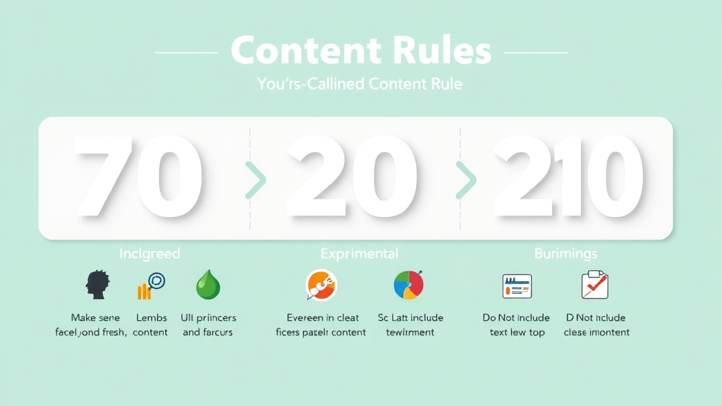Infographic showing the 70 20 10 rule in content marketing trends: 70% evergreen, 20% fresh, 10% experimental