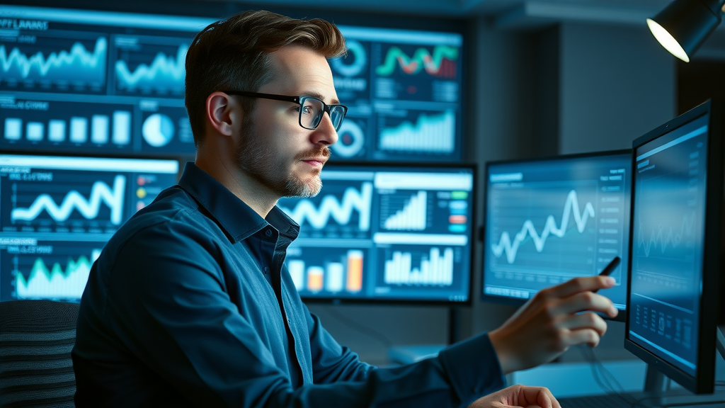 digital marketing analyst reviewing data analytics for campaign optimization