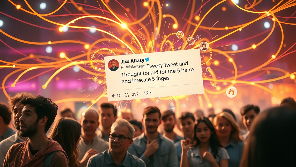 Viral tweet impacting social media reputation as it spreads rapidly through a digital network
