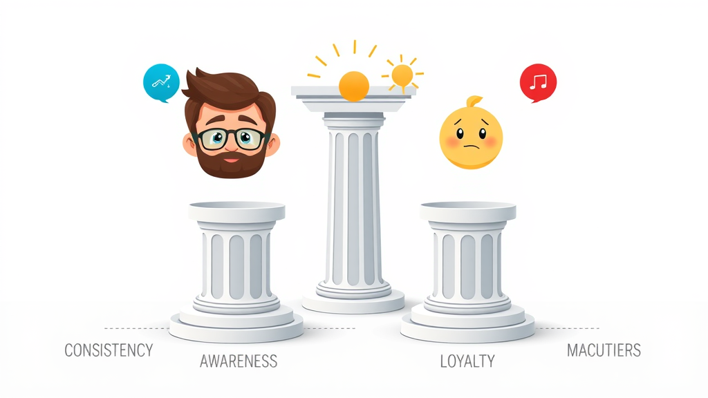 infographic with four brand management pillars: consistency, awareness, loyalty, equity
