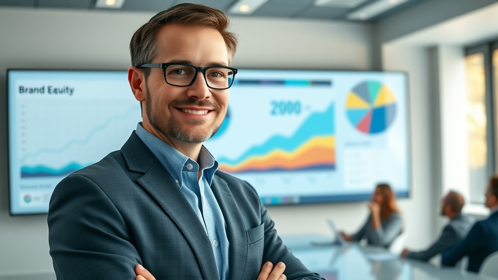 visionary business leader with digital brand equity charts